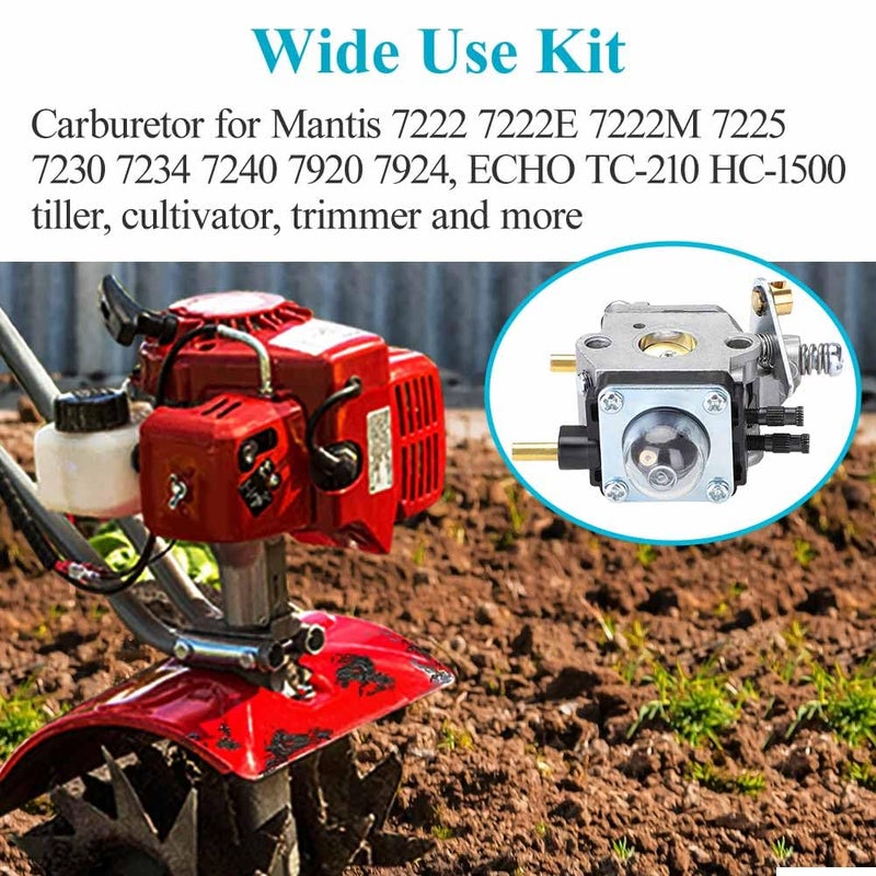 HOODELL C1U-K82 C1U-K54A Carburetor, for Mantis Tiller 7222 7222M 7225 7920, Echo TC-210 HC-1500, Premium Cultivator Carb, Plus Rebuild Kit Primer Bulb Fuel Line and More - Image 3